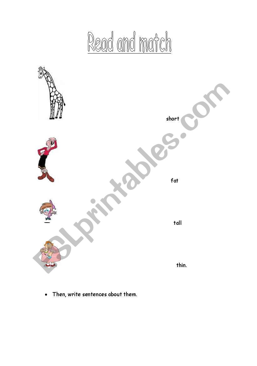 Adjectives.Read and match. worksheet
