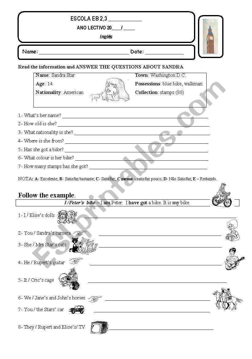 Mini test worksheet