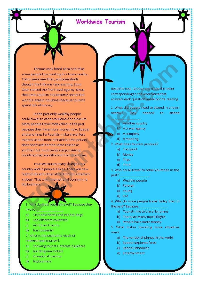 Worldwide Tourism worksheet