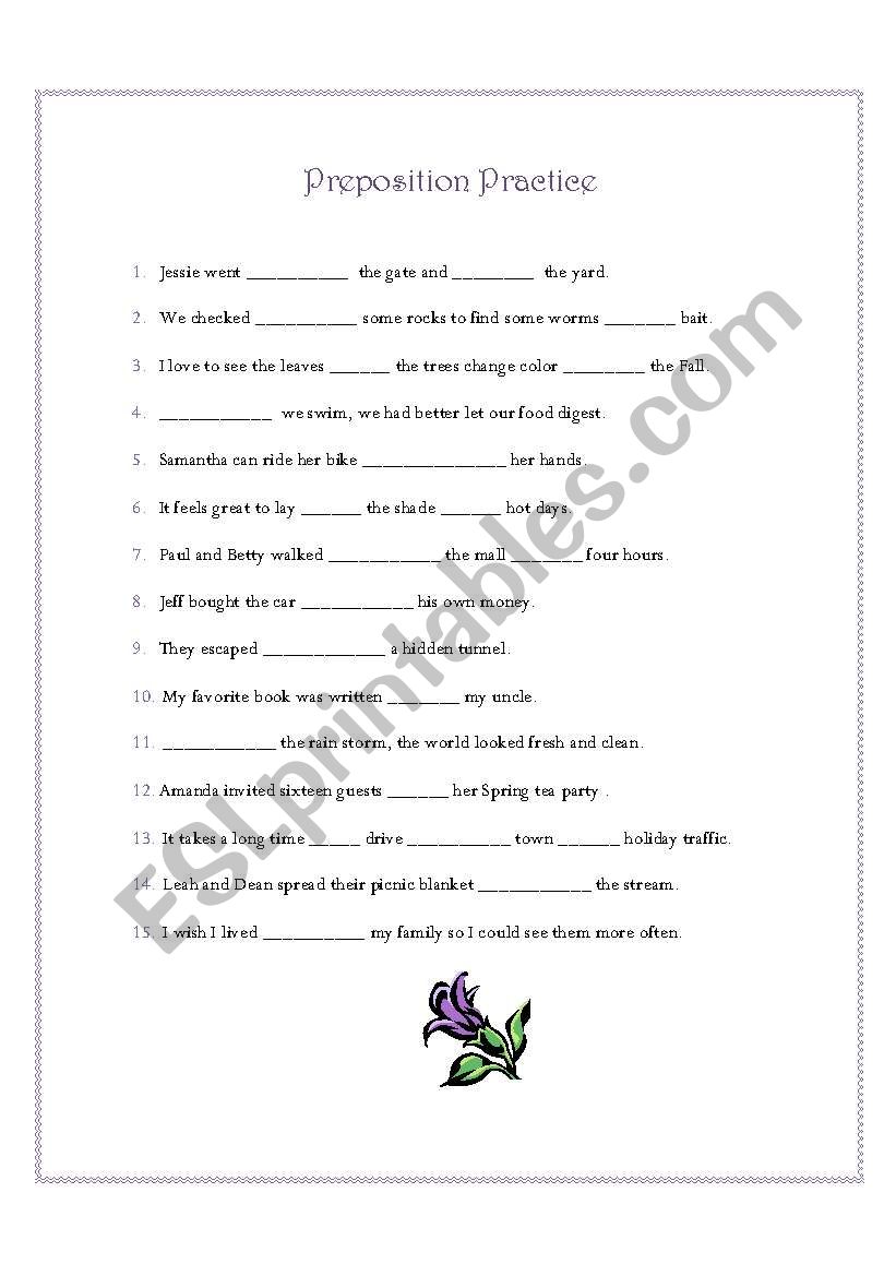 Preposition Practice 1 worksheet