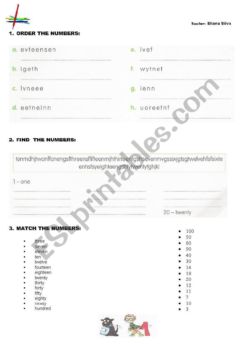 NUMBERS worksheet