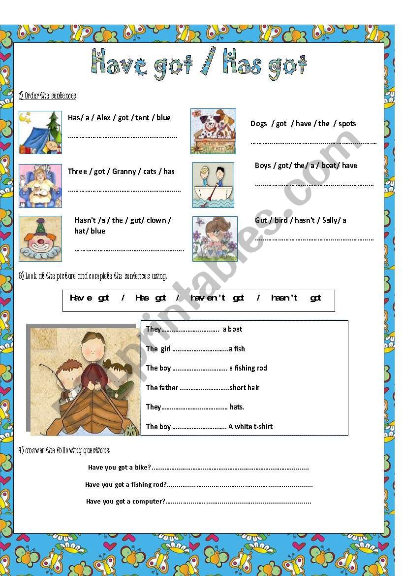 What have they got? worksheet