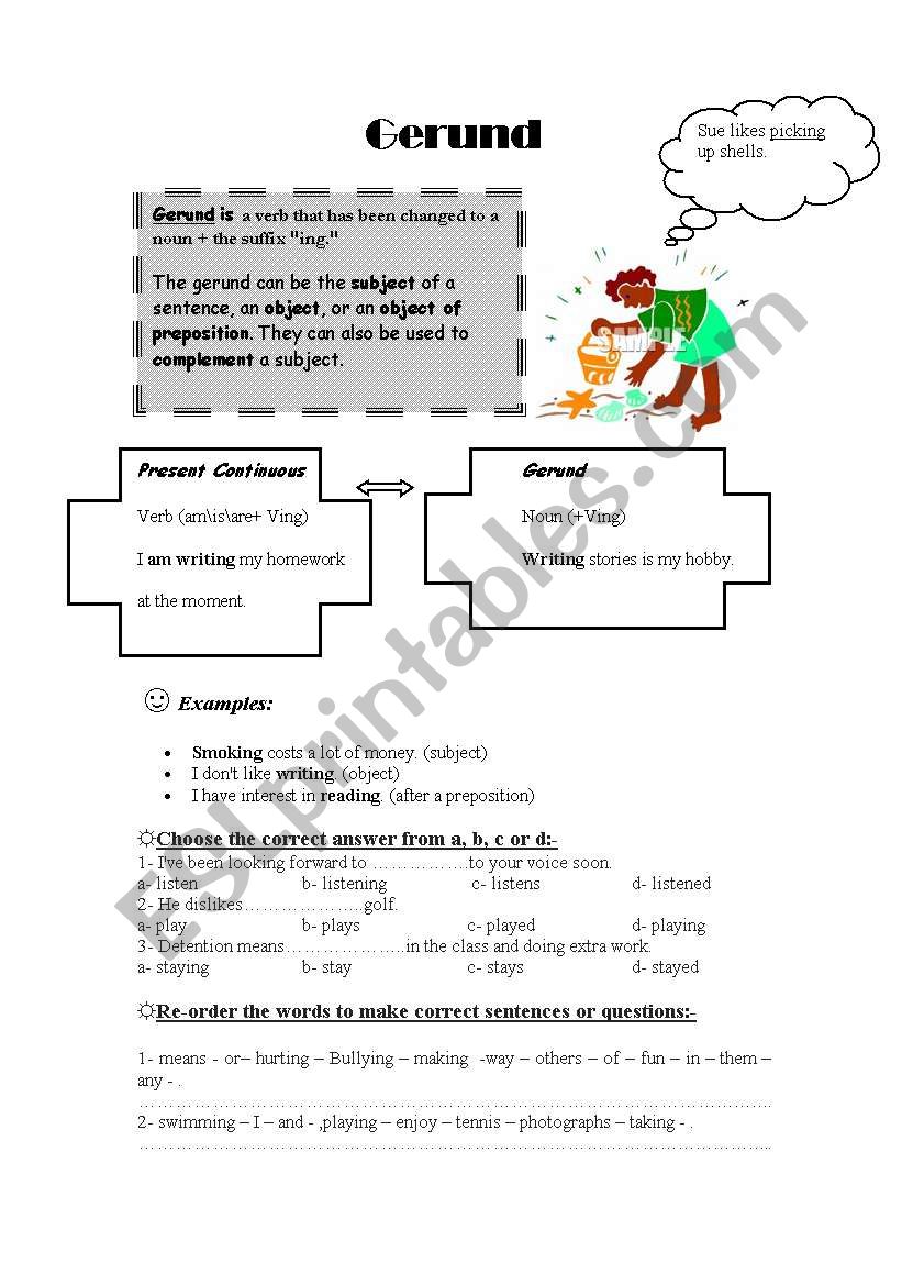 Gerund worksheet