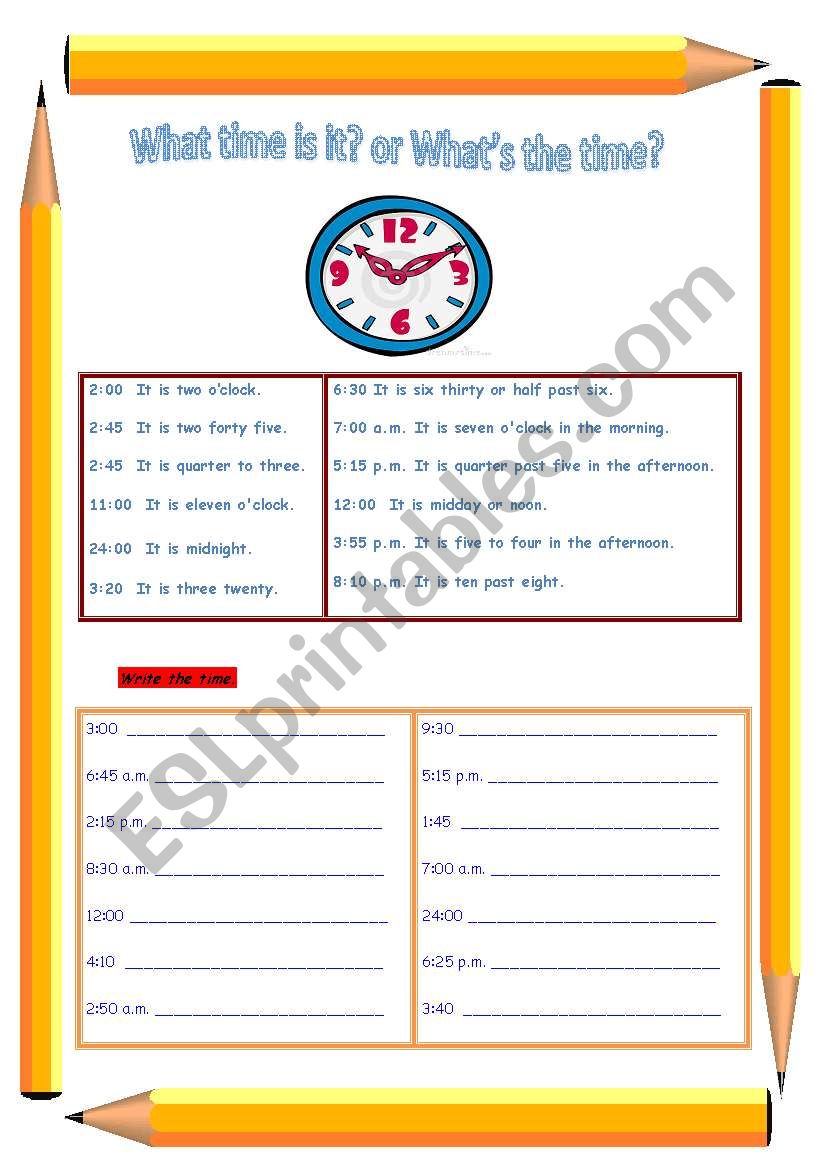 The time worksheet