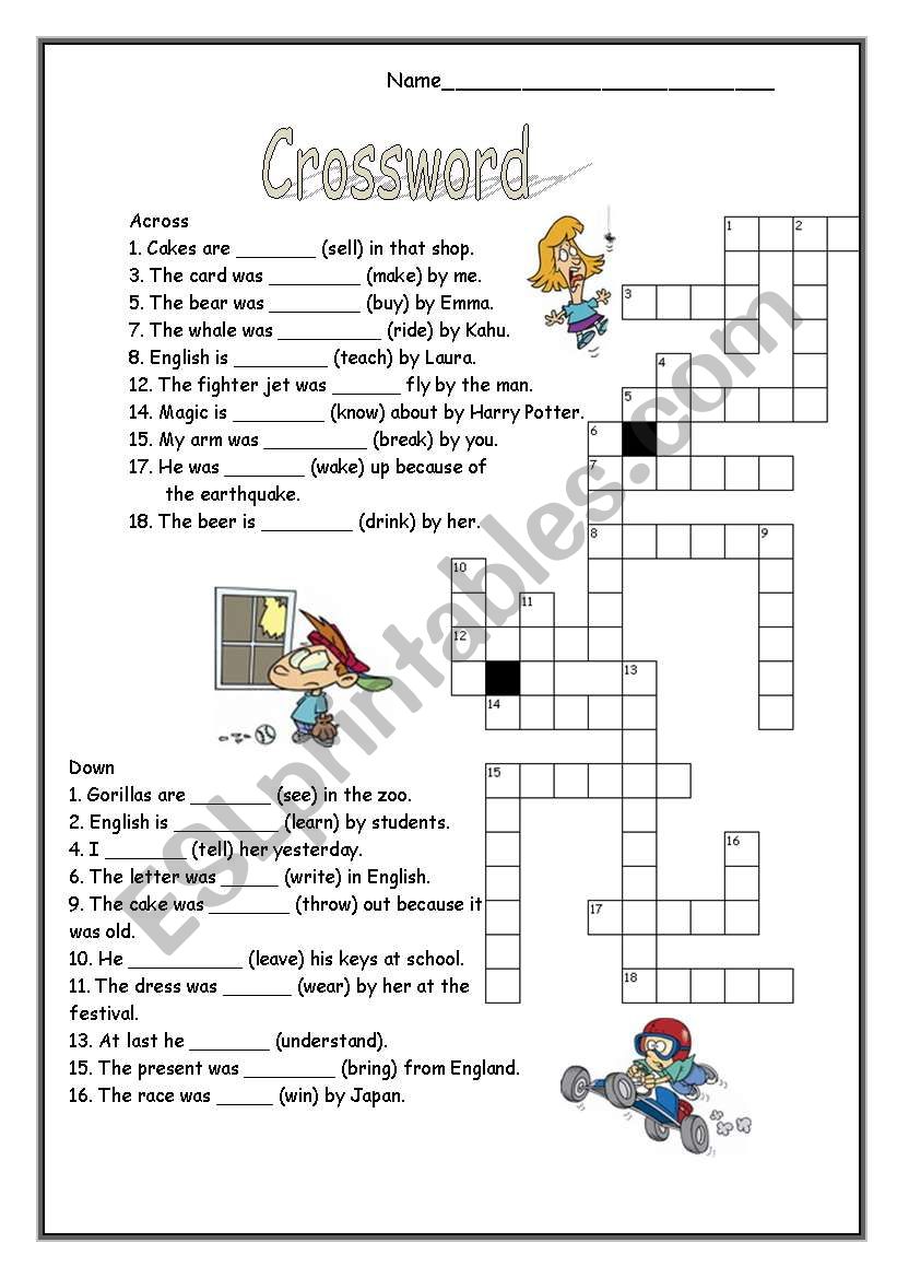 Past tense crossword worksheet