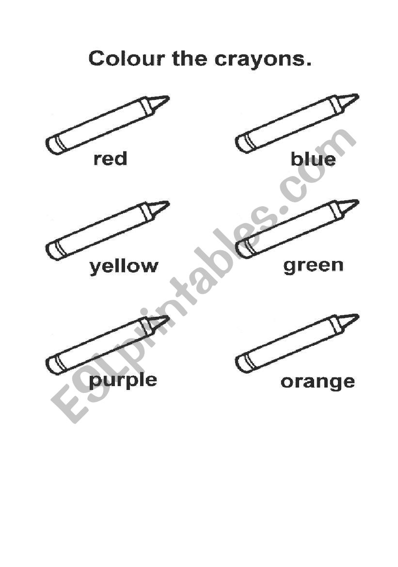 Colour the crayons worksheet