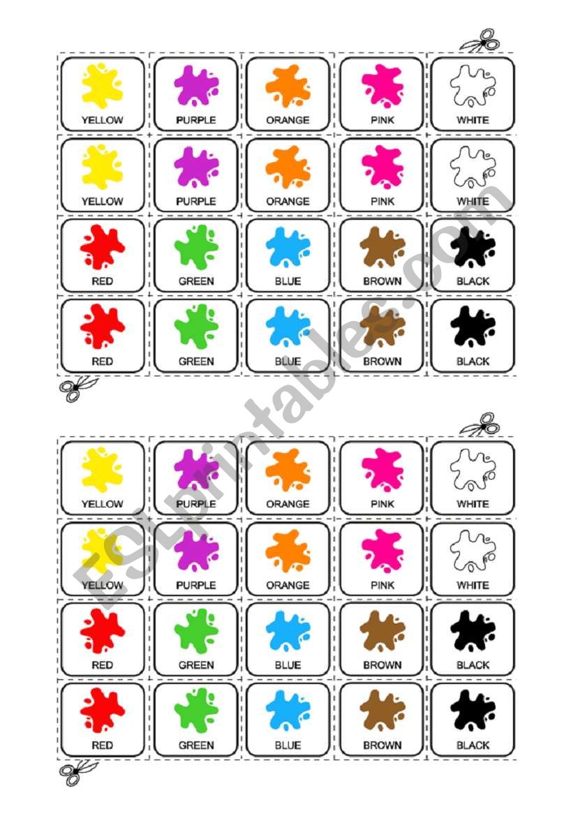 colors flashcards worksheet