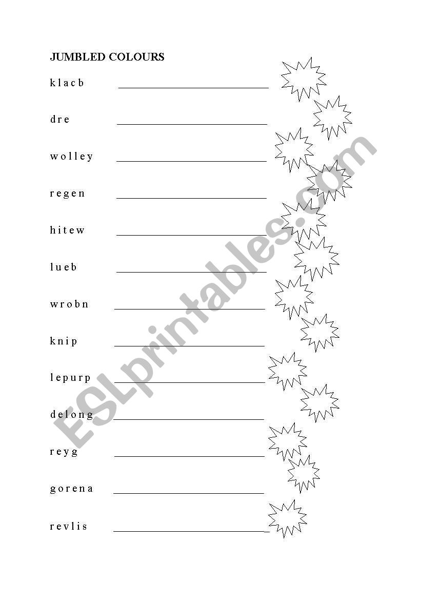 jumbled colours worksheet