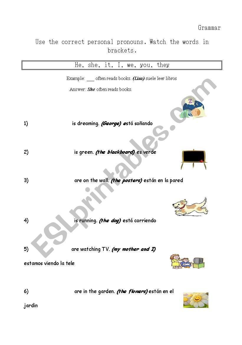 Subject pronouns practice worksheet