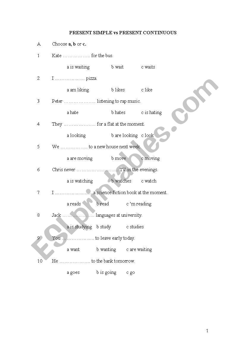 simple present vs. present continuous