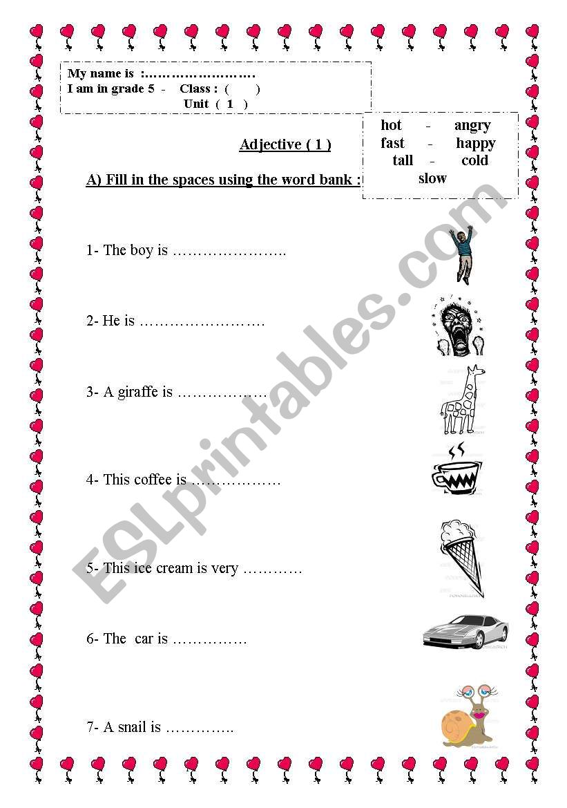 ADJECTIVE worksheet