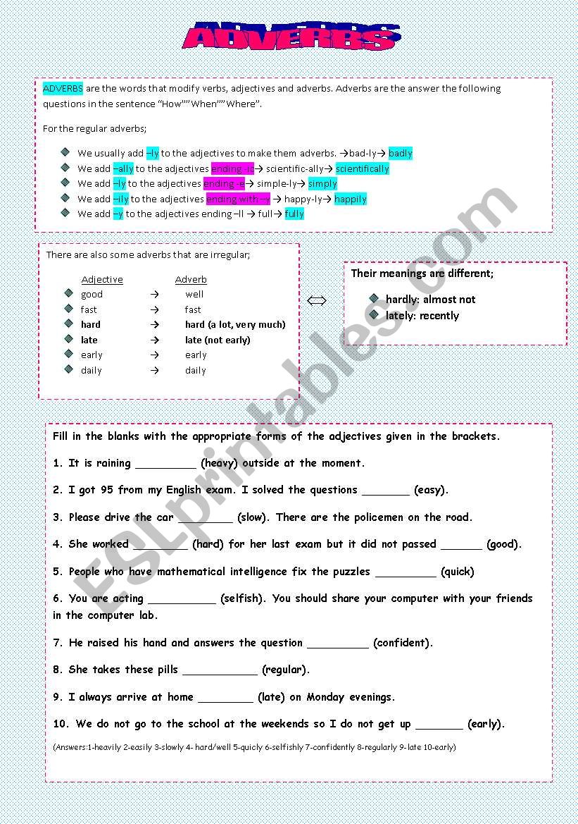 adverbs-a guidance:) worksheet