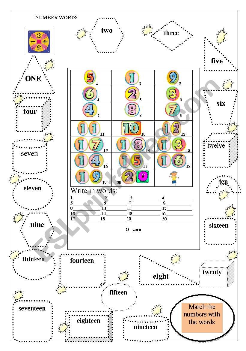 NUMBERS & NUMBER WORDS worksheet