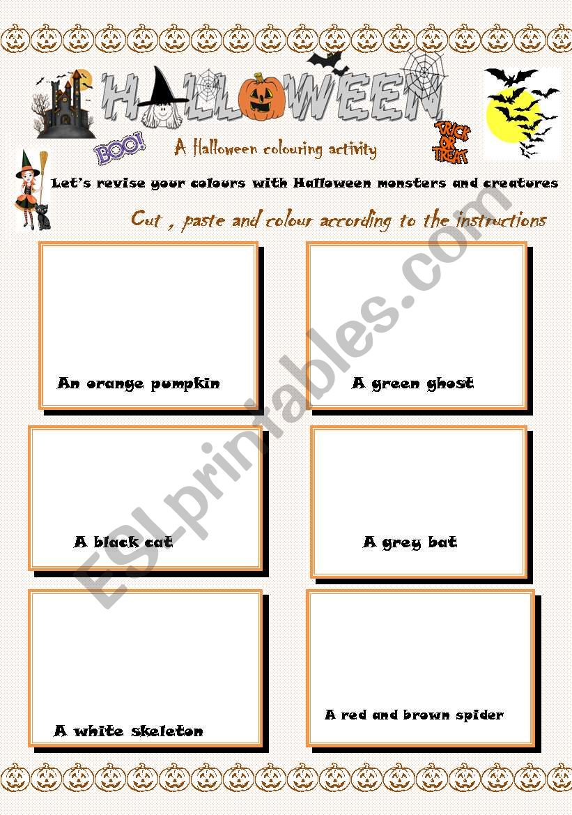 halloween colouring activity worksheet