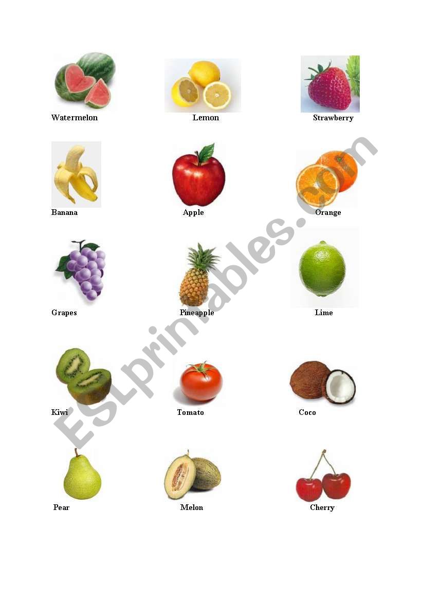 Fruits worksheet