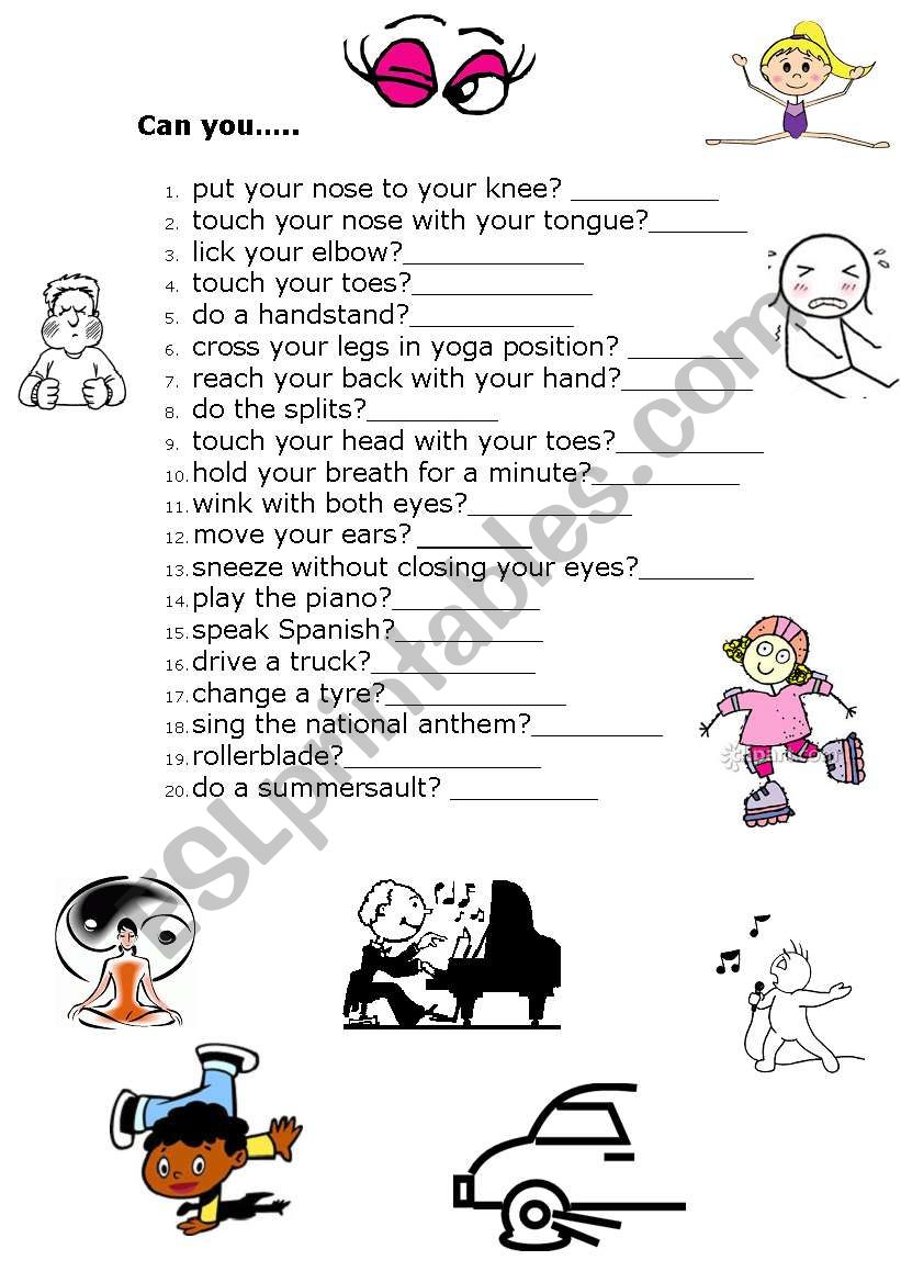 Can you? worksheet