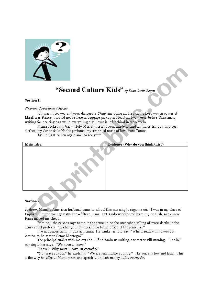 Main Idea worksheet