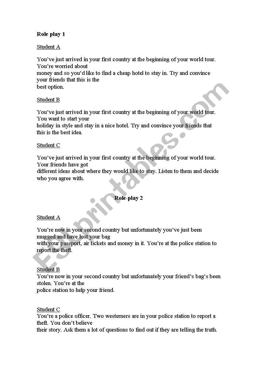 role play worksheet