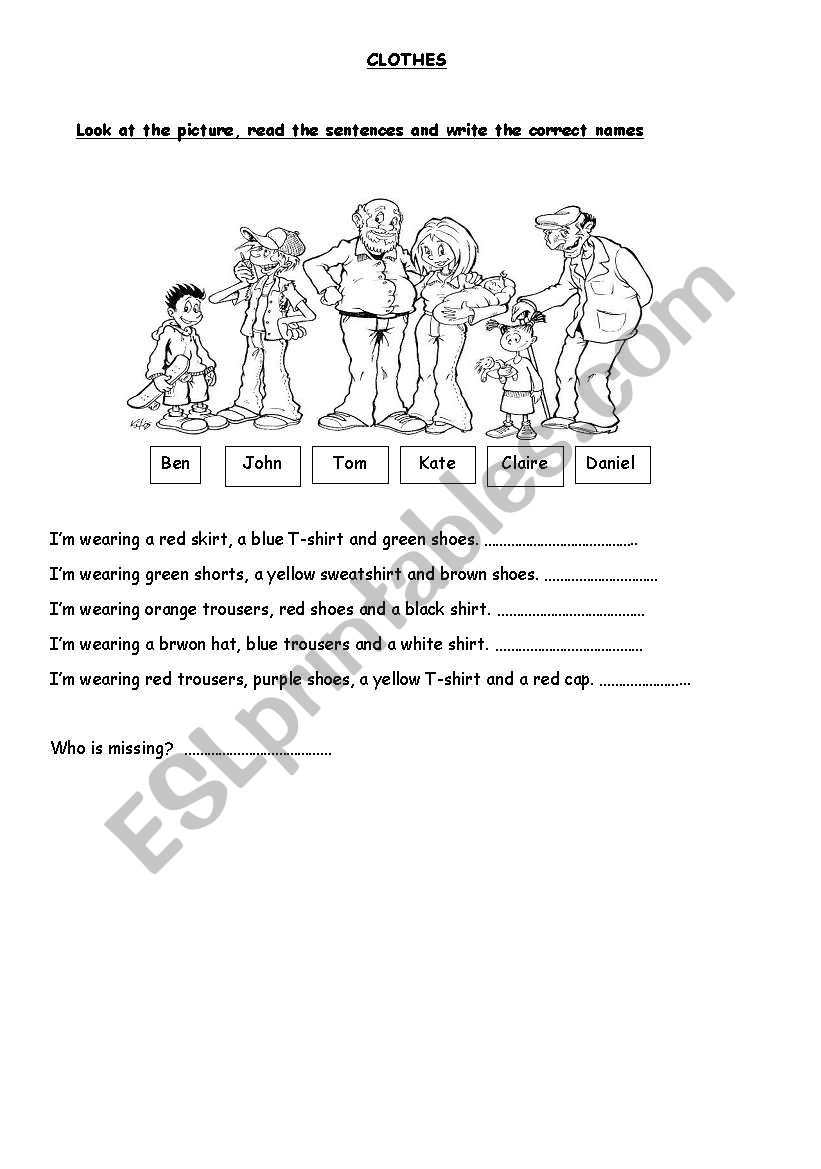 CLOTHES worksheet