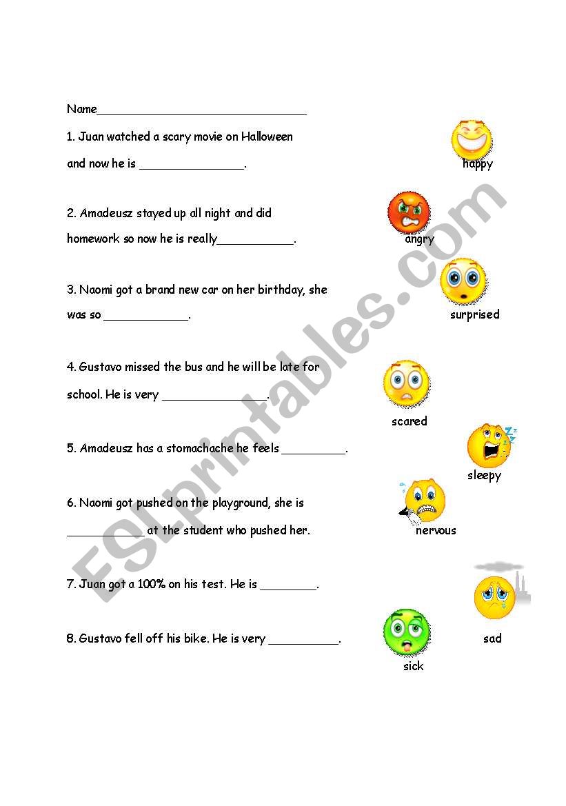 Feelings Match Up worksheet