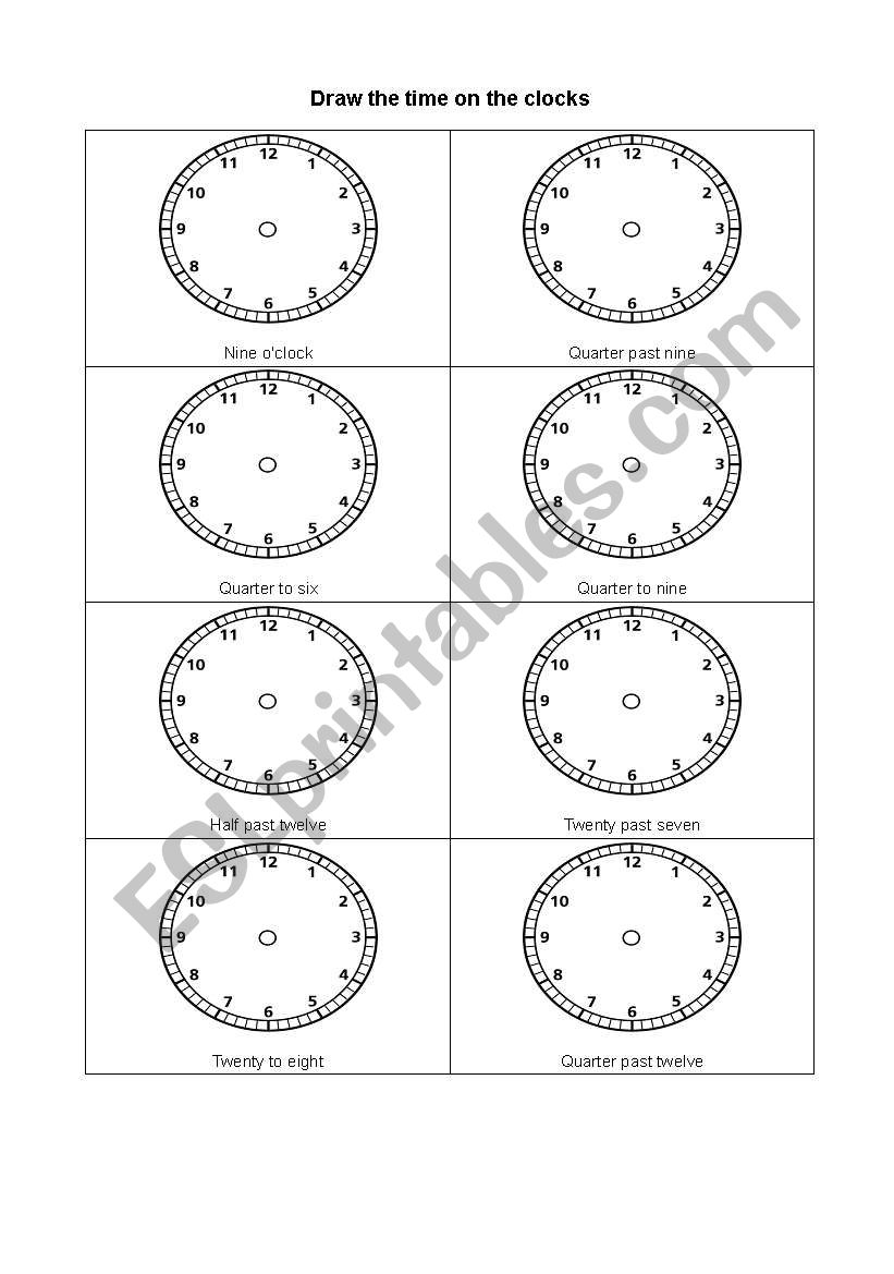 Draw The Time worksheet