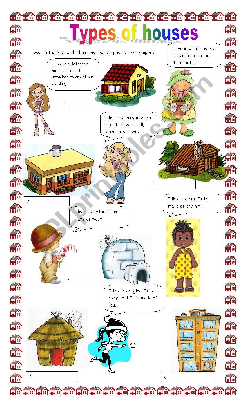 Types of houses worksheet