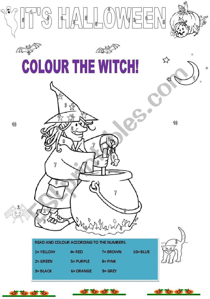 COLOUR THE WITCH! worksheet