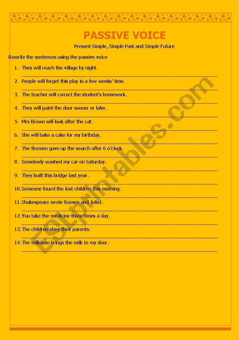 Passive Voice exercise worksheet