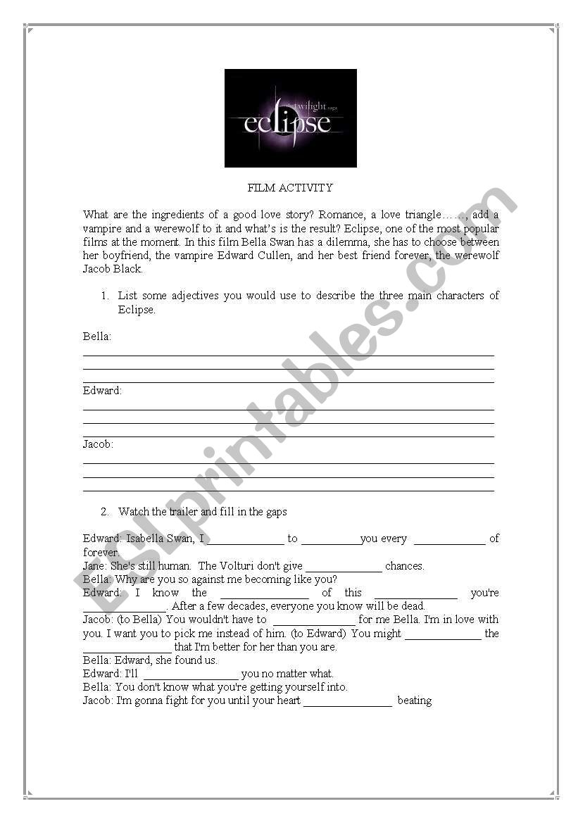 Eclipse  worksheet