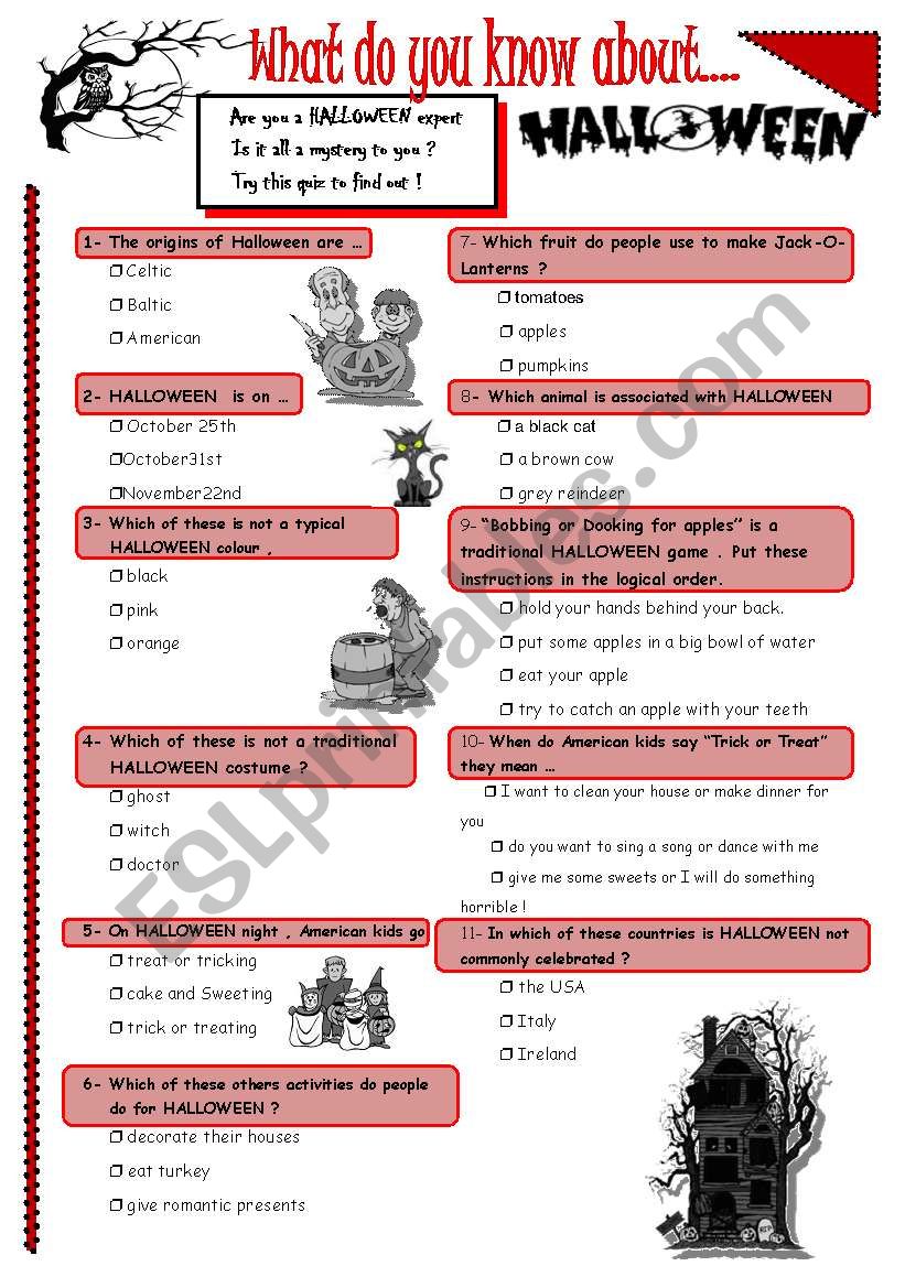 ARE YOU A HALLOWEEN EXPERT ? worksheet