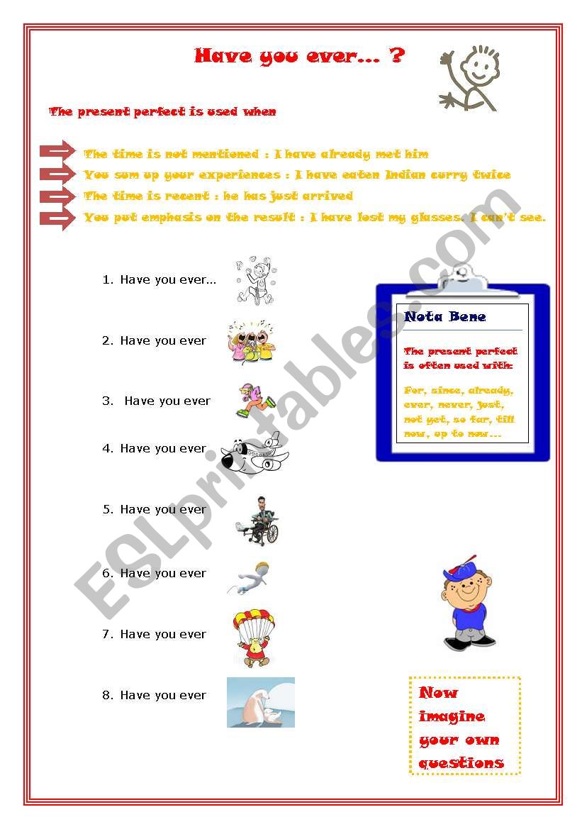 have you ever..;? worksheet