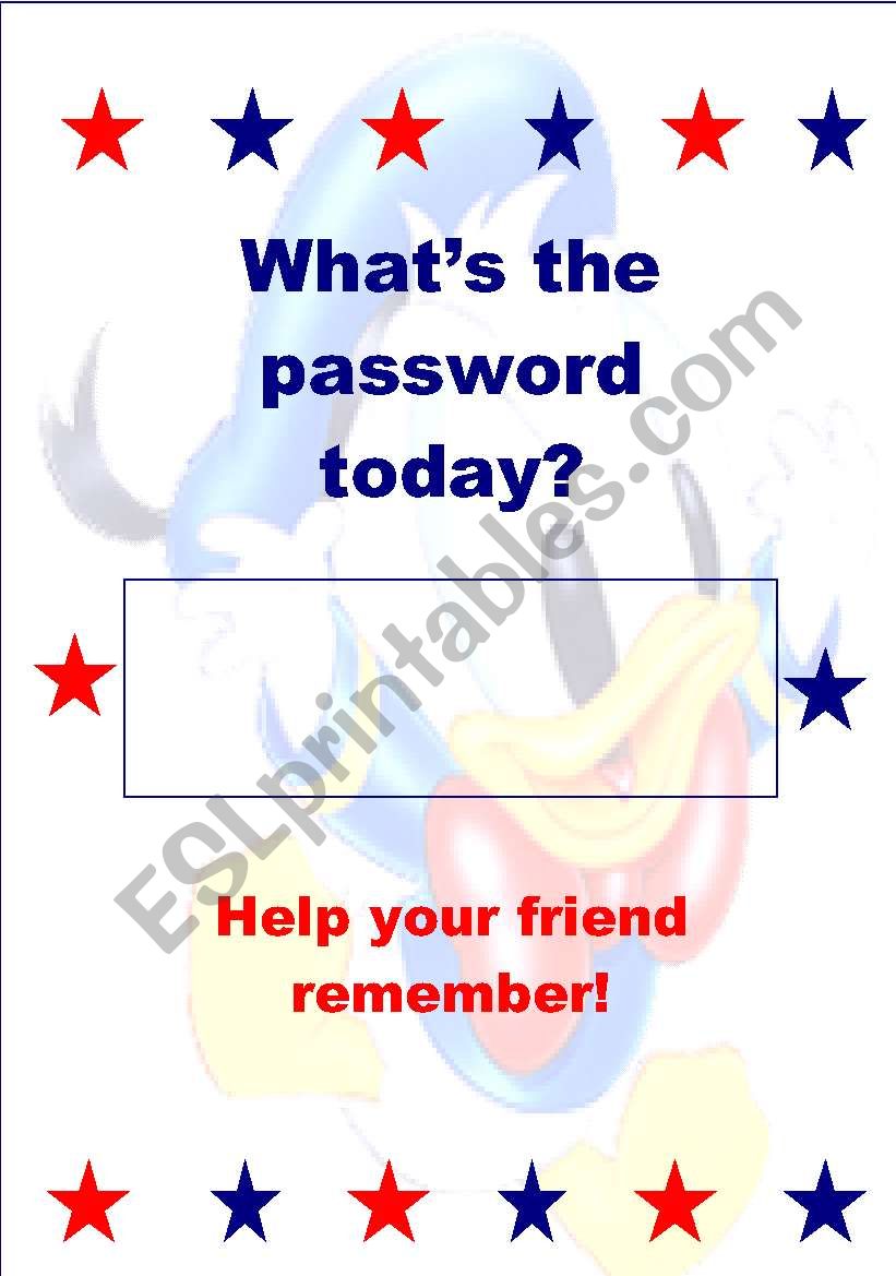 Password chart for your classroom
