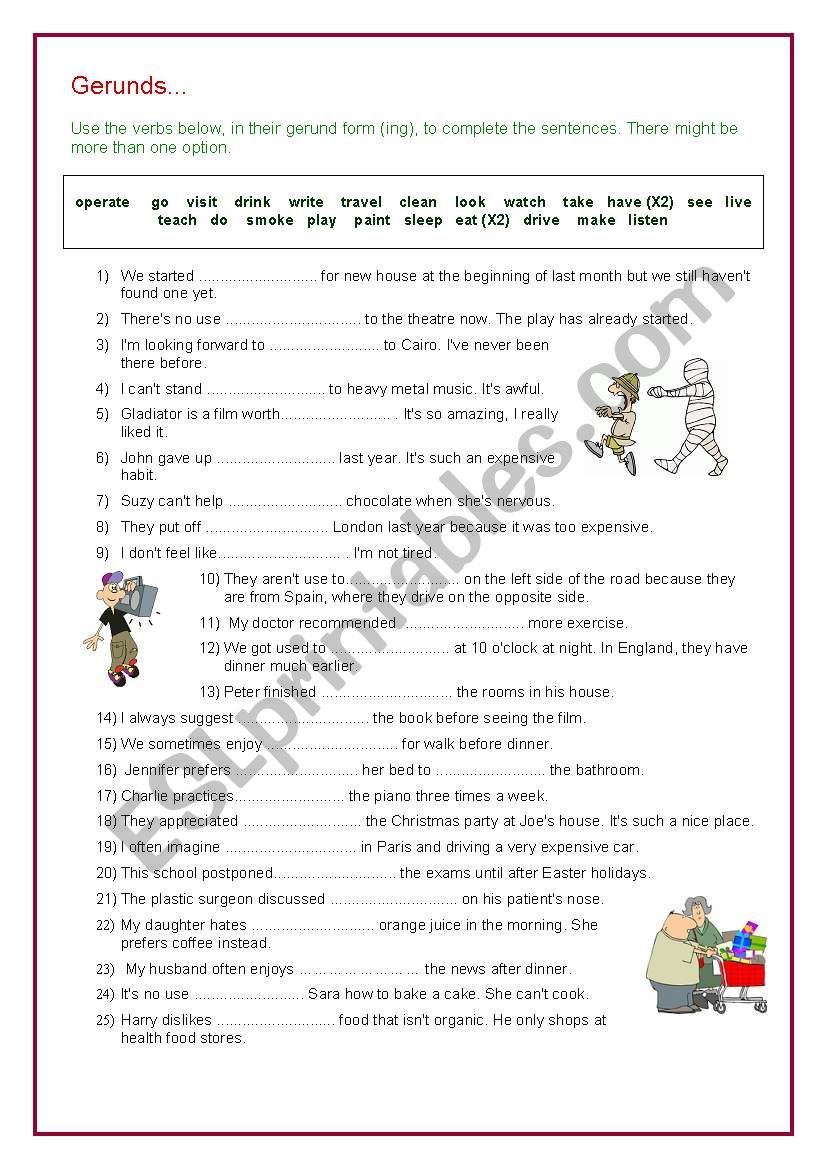 Gerunds worksheet