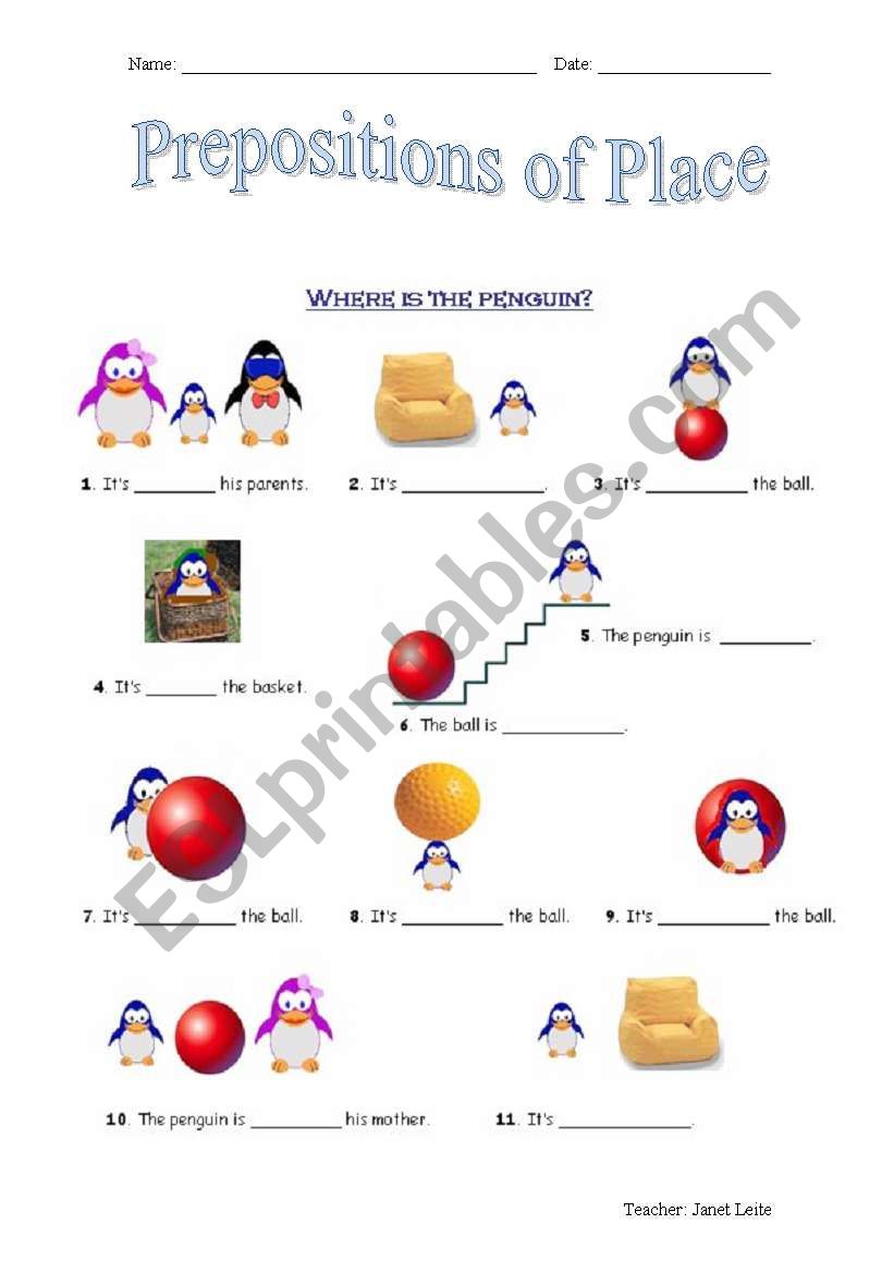 prepositions of place worksheet