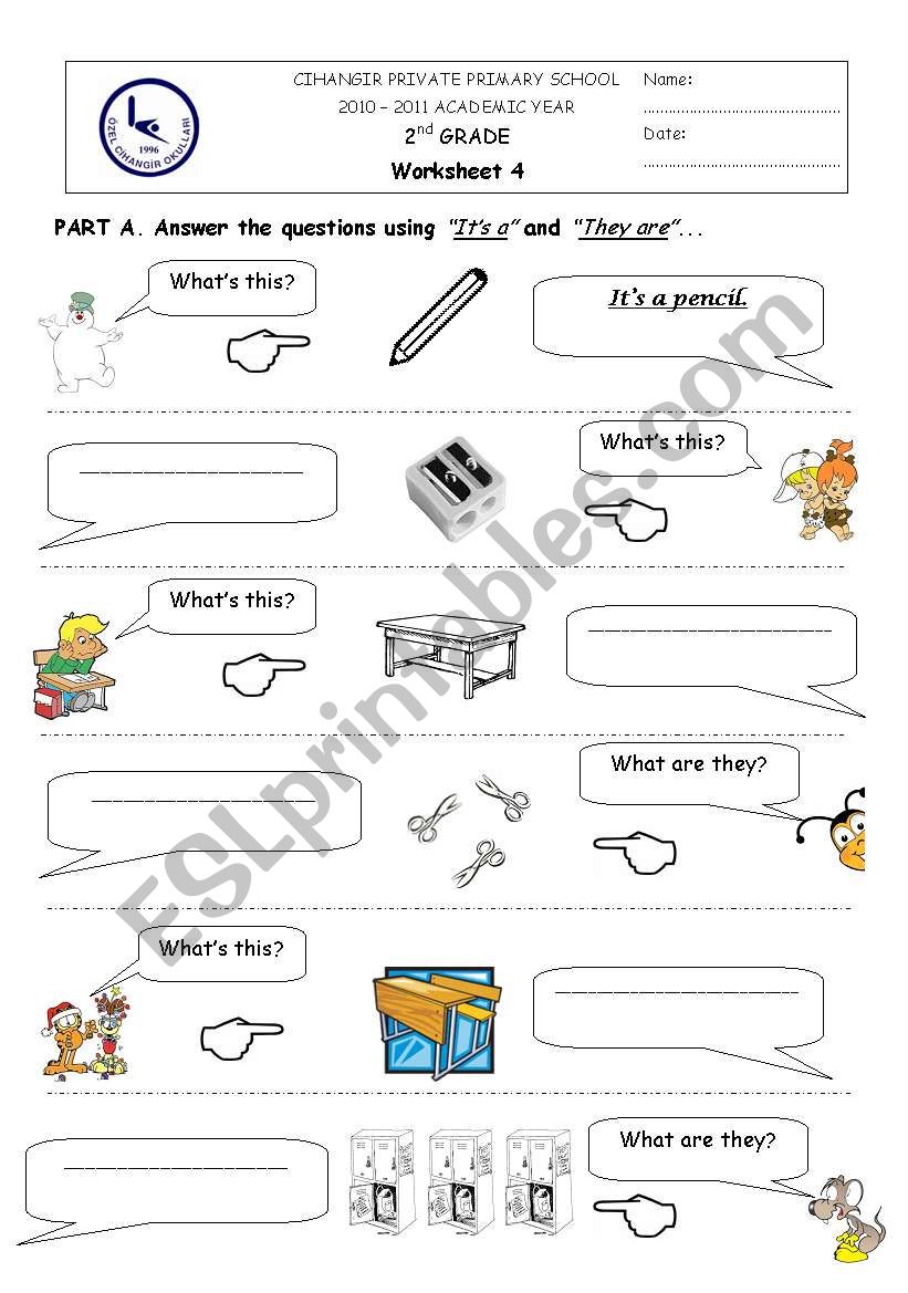 classroom objects worksheet