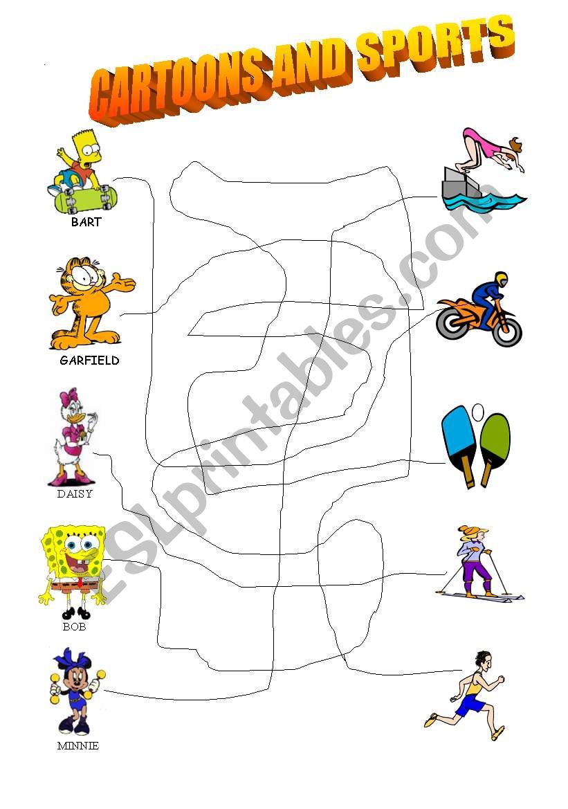 CARTOONS AND SPORTS worksheet