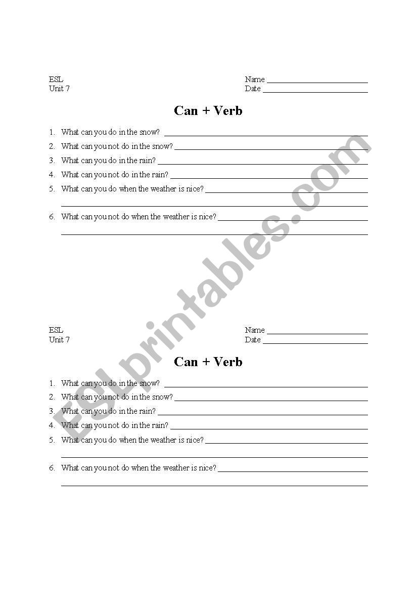 can + verb worksheet