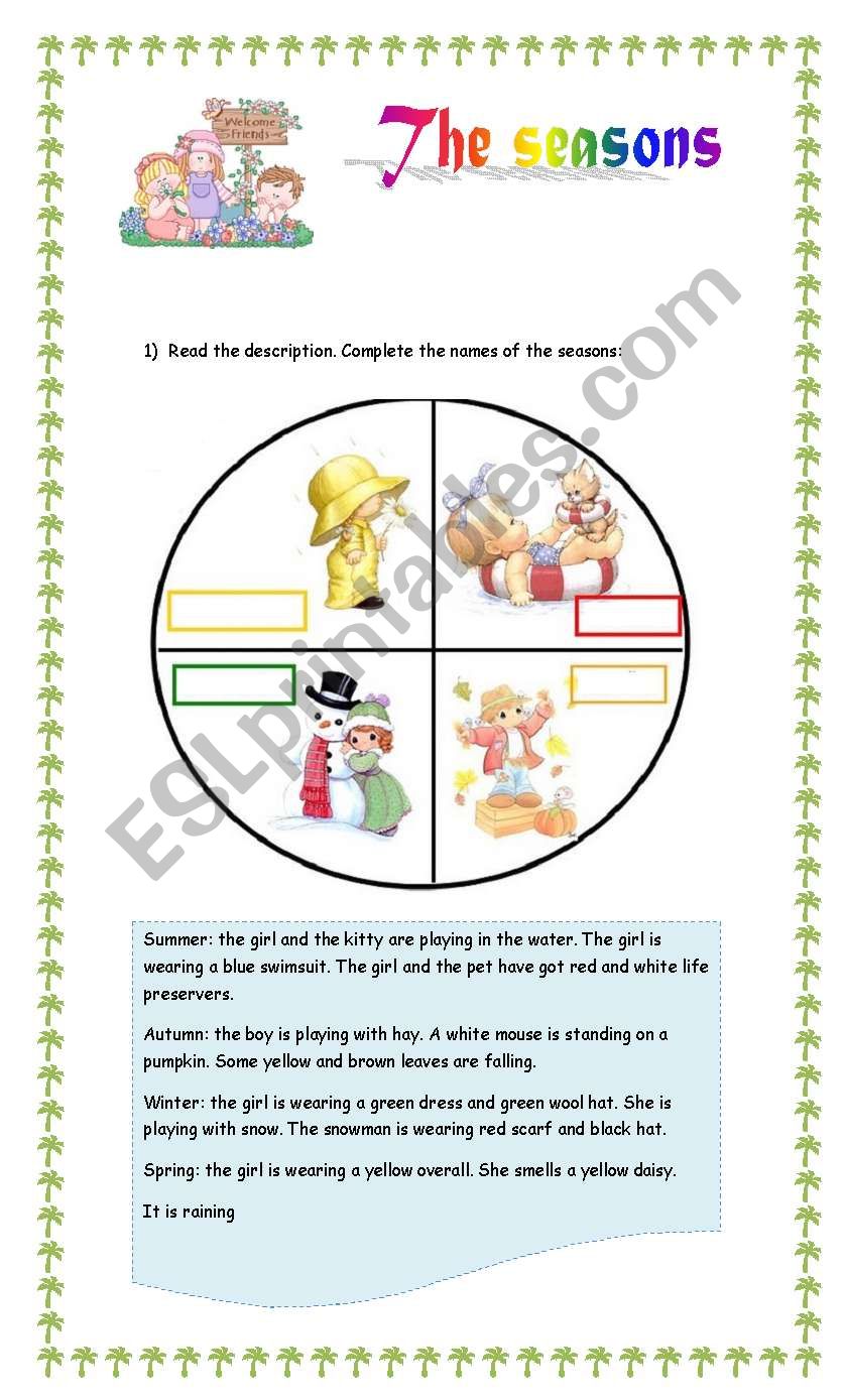 The seasons worksheet