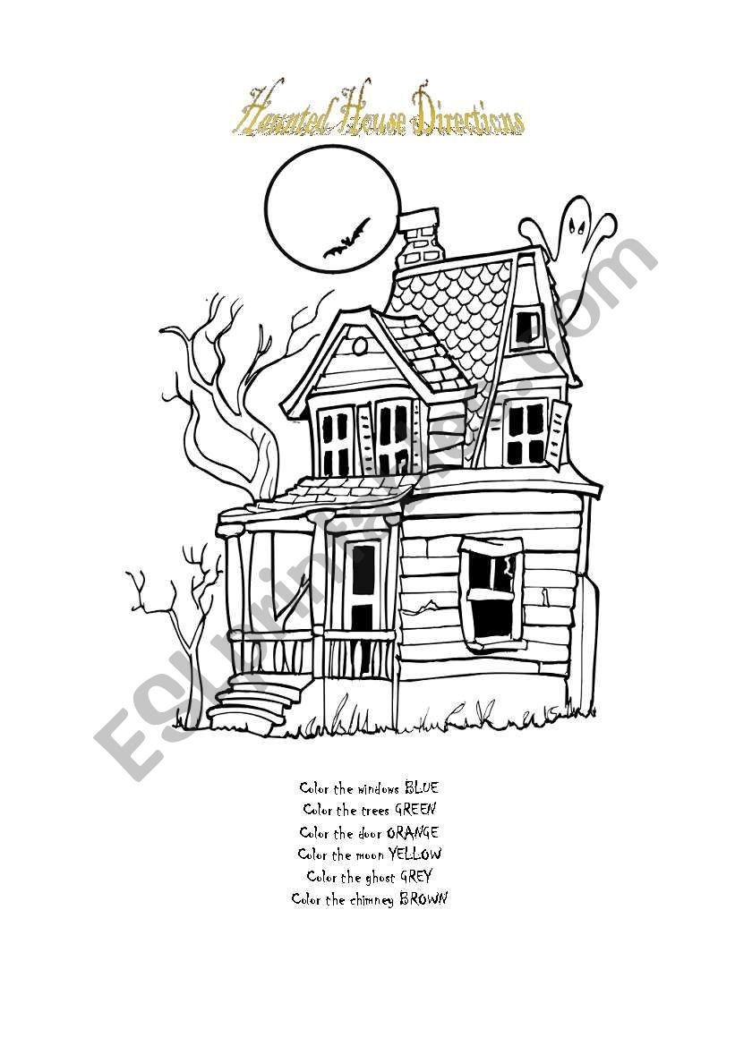 Haunted House Directions worksheet