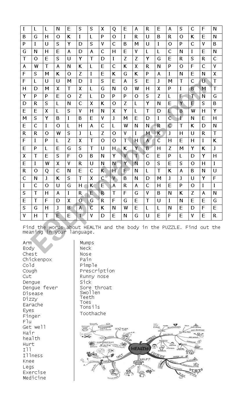wordsearch bodyparts and illnesses