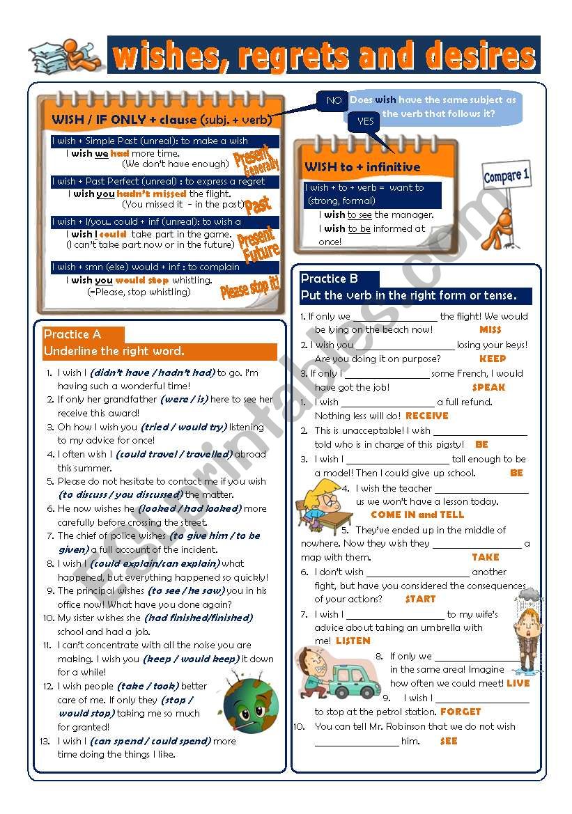  Wish - Would Rather - ItÂ´s time + unreal past / infinitive - 3 pages