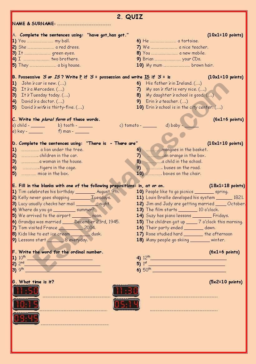 quiz worksheet