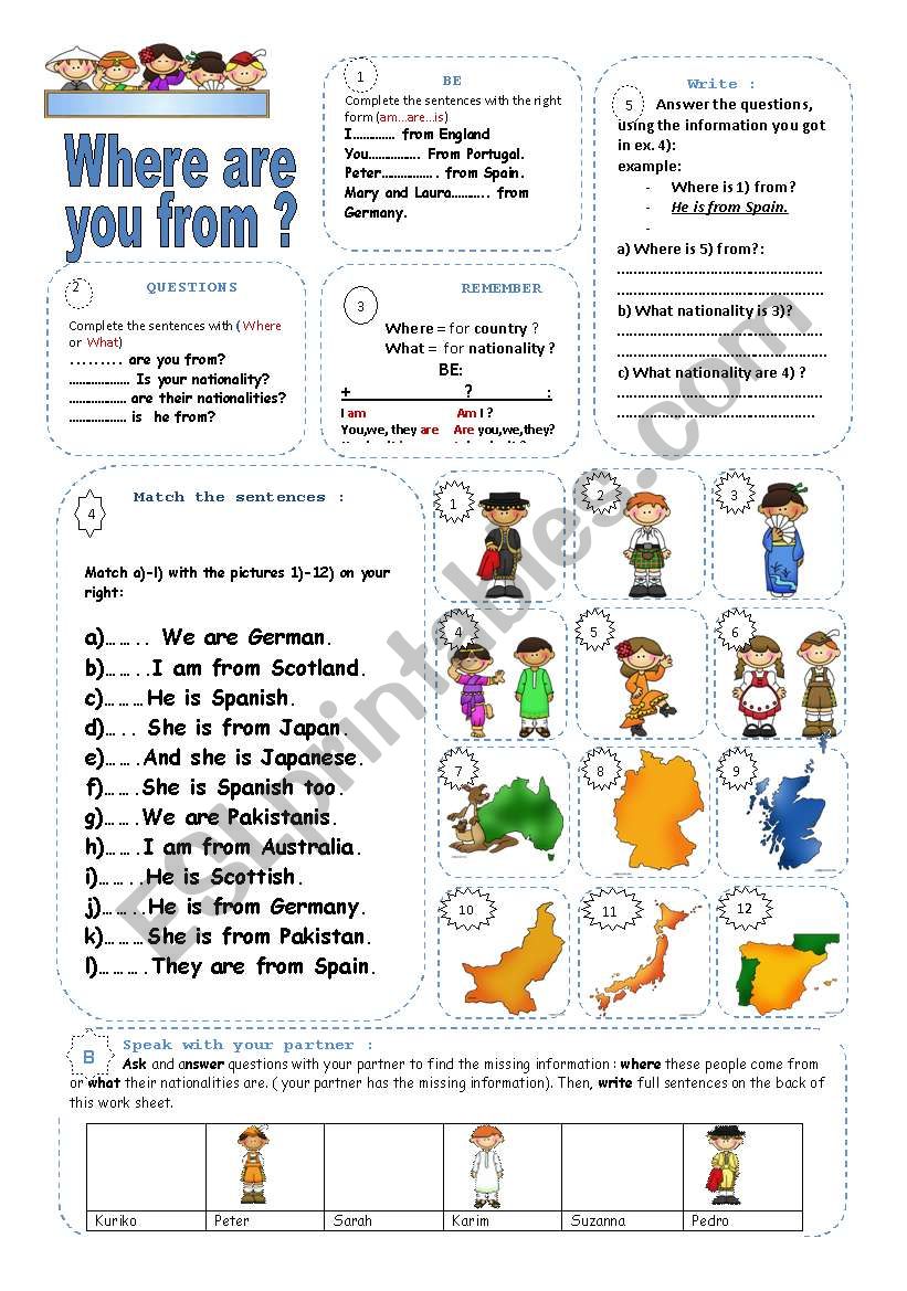 Where are you from? worksheet