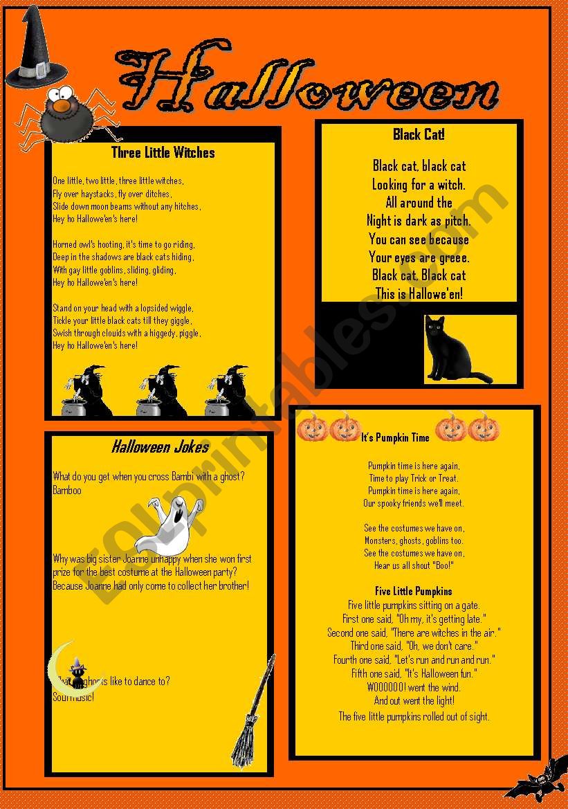 Halloween Poems and Jokes worksheet