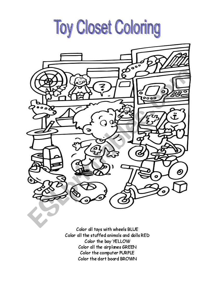 Toy Closet Coloring worksheet