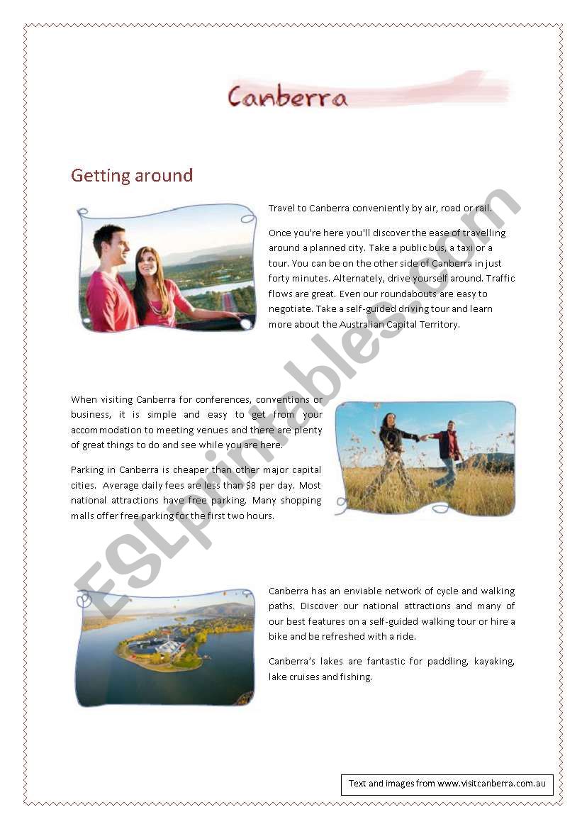 Getting around Canberra, ACT, Australia