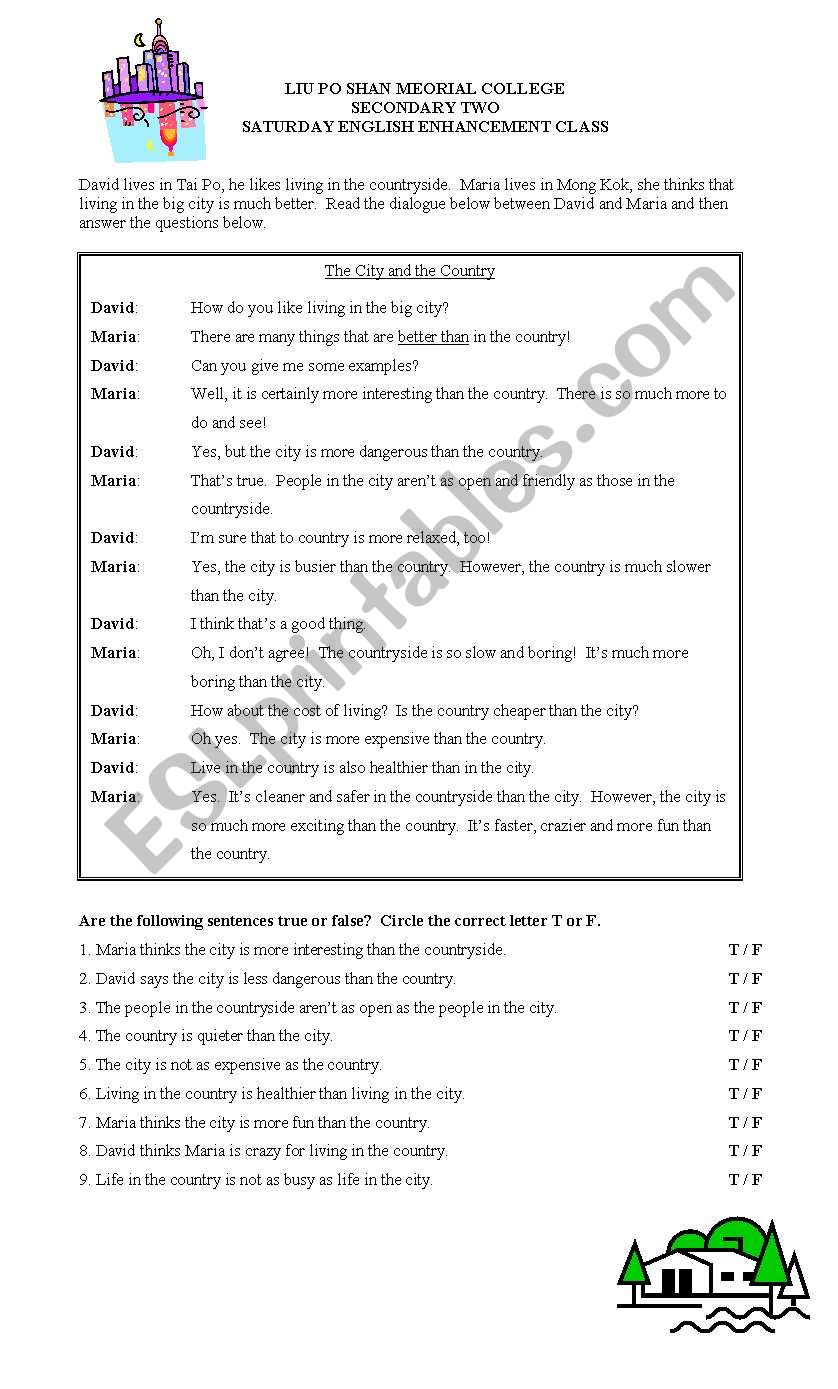 The City and the Country worksheet