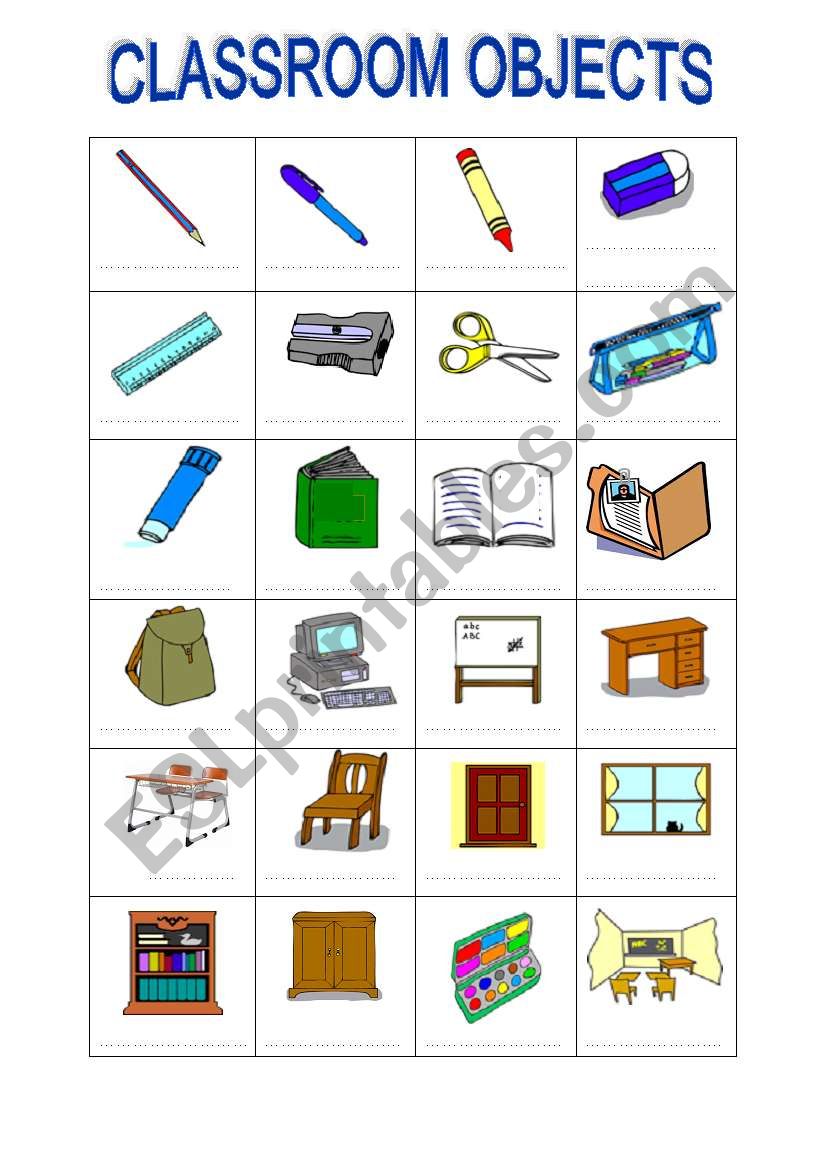 classroom objects worksheet