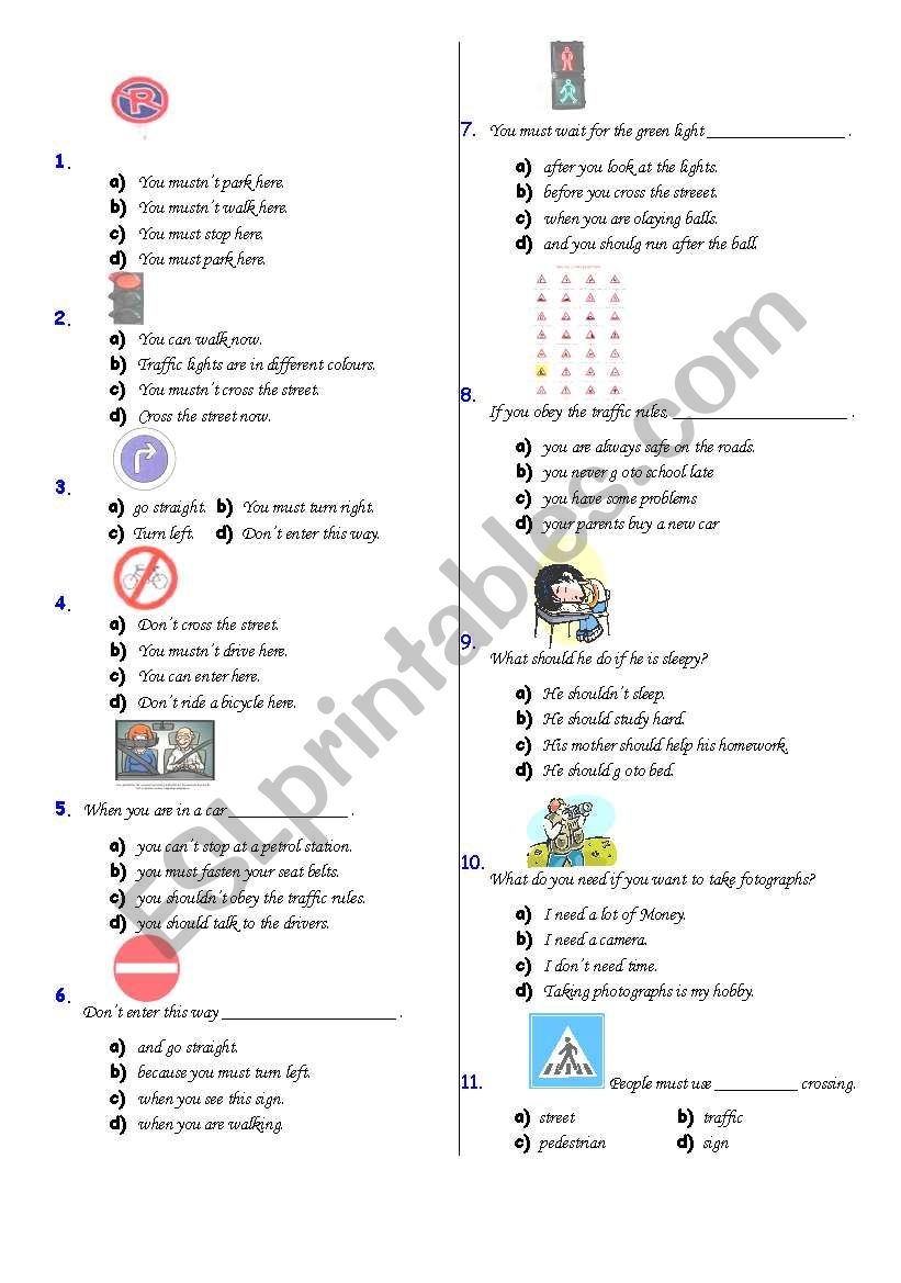 must-mustnÂ´t Test  worksheet