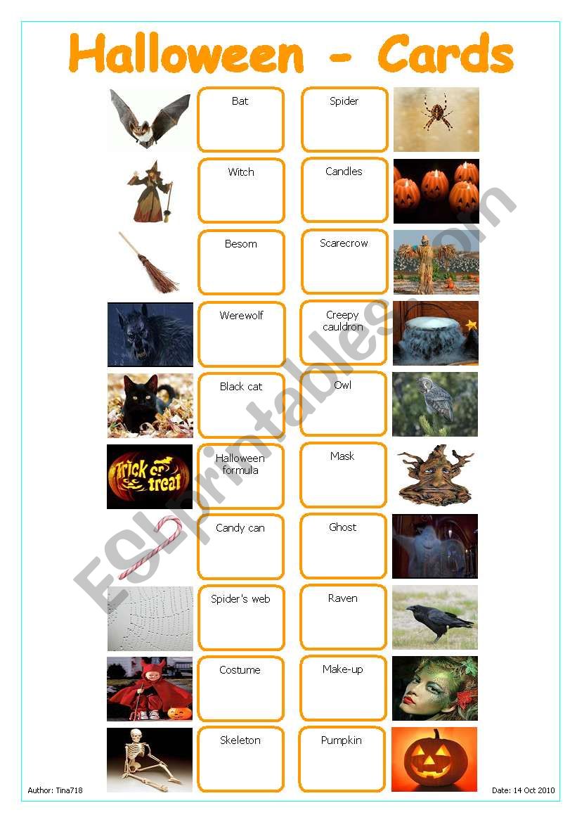 Halloween - Cards worksheet